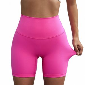 Cor sólida mulheres Soft Fitn Sports Curto Ginásio Compri Cintura Alta Yoga Curto Legging Ciclismo Treinamento Abrangente Jogging n2eN #