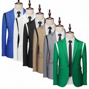 2023 NOWOŚĆ MĘŻCZYZN Patchwork Sell Kurtka Zielona / niebieska / czarna Fi Męskie Busin Rekretowe Blazery pojedyncze piersi Slim Fit Coats S8wi#