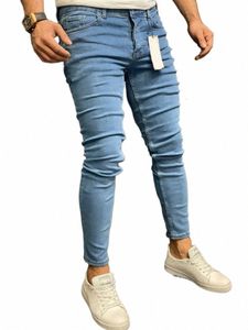 Jeans da uomo Classic No Jeans strappati Uomo Biker Pantaloni skinny in denim Blu Hip Hop Pantaloni elasticizzati comodi 2023 Streetwear 48np #