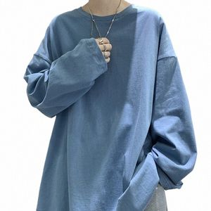 privathinker hip hop baggy t-shirt for men lg sleeve fi brand cott tops tops tops disual solid coll tees e1fe#