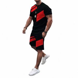 2 قطعة مجموعة الرجال القميص القميص بدلة 2024 Summer Men Set Fi Short Tracksuit Suit Clothes Mens Mens Sets L6ax#