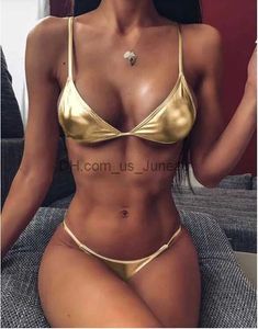 Kvinnors badkläder Summer Push Up Padded Bh Bathing Suit Beach Wear Women Sexig Thong Bikini Set Silver Gold Sequinis Biquini Badkläder T240328