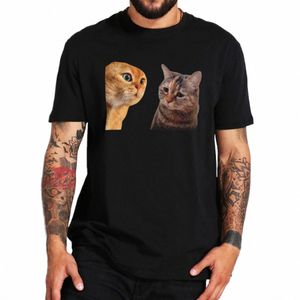 sad Cat Mewing T Shirt Funny Two Cats Talking Meme Y2k Graphic Tshirt Tops 100% Cott Soft Unisex T-shirt For Men Women EU Size 95kH#