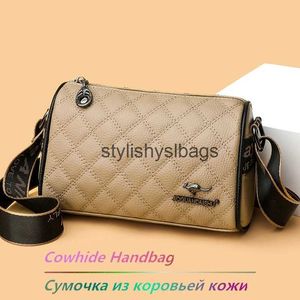 Cross Body 100%Genuine Leather Women Shoulder Crossbody Bag Solid Color Cow Ladies Handbag Large Capacity Female Messenger Tote Sac H240328