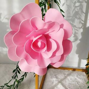 Decorative Flowers Simulation PE Foam Flat Bottom Giant Rose Wall Wedding Background DIY Party Faux Flower Decoration Home Fake Flore Heads