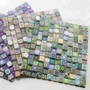 Adesivos de vidro cristal mosaico telha para banheiro mosaico impressão quebra-cabeça decoração da parede telha cozinha adesivo parede decoração do escritório em casa