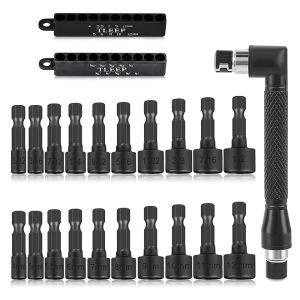 Schroevendraaier 20Pcs Power Nut Driver Set for Impact Drill 1/4 Inch Hex Head SAE Metric Screwdriver Socket Drill Bit Set withL Type Wrench