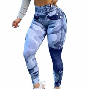 2022 Elastyczne kobiety Kampuj się szew w wysokim poziomie legginsy Camo chude spodnie jogi trening Pantales roupas feminina x4sy#