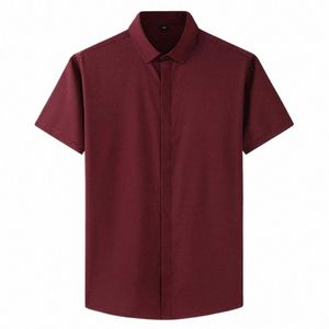 9xl 10XL 12XL Camisas de escritório de verão Plus Size Camisas masculinas formais de manga curta Busin Big 5XL 8XL Azul Vinho Tinto Camisa Preta 54 l3fT #