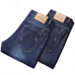 2024 Classic Men's Jeans Loose Straight Chic Stretch Busin Brand Pants Casual Male Denim Trousers Plus Size 36 38 40 Overalls 00Uc#