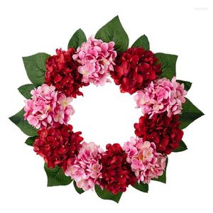 Dekorative Blumen 367A Sommerkranz für die Haustür, künstliche Blume mit grünem Hortensienblatt