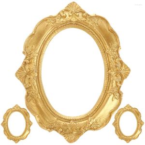 Ramki 3 szt. Mini PO Frame Vintage Picture Ornaments Gold Decor Decoration Rodzina