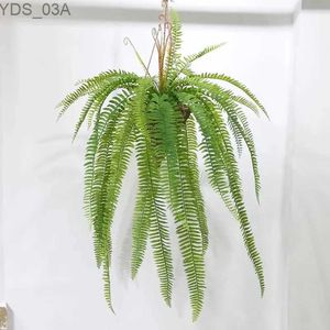 Faux Floral Greenery 70cm Hanging Persian Plants Artificial Fern Grass Green Wall Plant Plastic Basket Hedge 240327