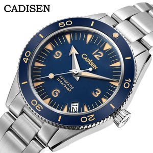 CADISEN MEN'S PRECISION STEEL完全自動機械式NH35ムーブメントビジネスグローウォッチ8208