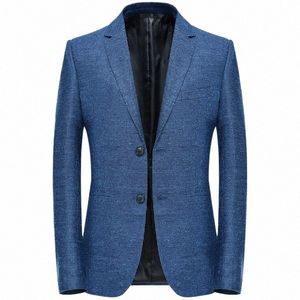 2021 Ny två-butt blå Slim Body Blazer Casual Vertical Stripe Plus Size Wedding Busin High Quality Suit Small Coat S-4XL N3FN#