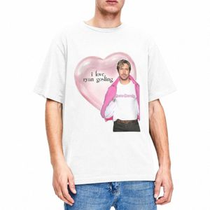 men Women Shirt I Love Ryan Gosling Stuff Vintage Pure Cott Short Sleeve Pink Heart T Shirt O Neck Clothing Plus Size 136R#