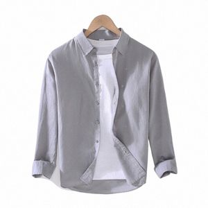 Vintage män linne Cott LG Sleeve Shirt Top Quality Fitn Breattable Tops Shirts Q27H#