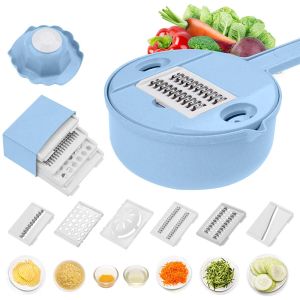 Leathercraft Mandoline Slicer Cutter Chopper Vegetabilisk skärare Rund Kök Multifunktion Shred Grater Fruit Peeler Wash Läcker Basin