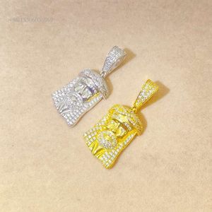 Пройти тест Хип-хоп Оптовая продажа Лицо Иисуса 14-каратное позолоченное бриллиантовое ожерелье и женский кулон