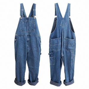 Lösa overaller Bib Men Jeans enorma raka denim Jumpsuits breda benlastbyxor Hip Hop -byxor plus stor storlek 28 - 50 N1CZ#