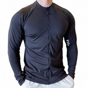 giacca sportiva da uomo Fitn cappotti cerniera camicia a maniche lunghe ad asciugatura rapida allenamento in palestra abbigliamento sportivo Casual t1tp#