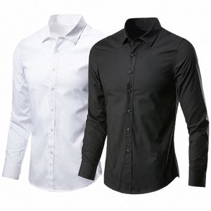 Masculino estiramento busin formal dr camisas fino ajuste coreano fi blusa de luxo camisas sociais para homem z5k1 #