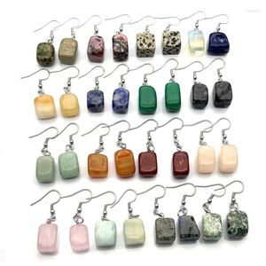 Kolczyki Dangle 10Pair Natural Stone Charms Różowy kryształowy niebieski kwarc tygrys oko opal hak stali nierdzewna kolczyka dla kobiet