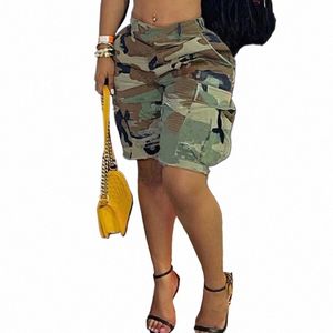 Nova chegada 2022 de alta qualidade verão fi casual camoue camo calças femininas shorts bolso carga meia calças para senhoras b86h #