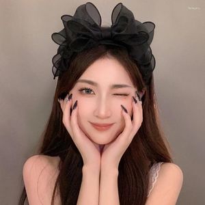 Hair Clips Black Mesh Headband With Oversized Bow For Women Black-Bow Accessories