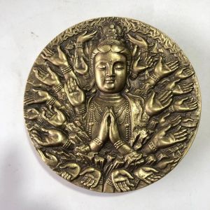 Minyatürler Çin Ayrıştırıcı Pirinç Heykeli İyi Fortune 'Binlerce El Guanyin'commoratif Metal El Sanatları Ev Dekorasyonu