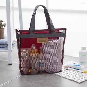 Cosmetic Bags Travel Summer Shopping Women Clear Mesh Bag Transparent Large Capacity Female Casual Solid Color Holiday Tote