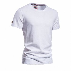 Aiopeson New Summer 100% 코트 티셔츠 남성용 캐주얼 O- 넥 티셔츠 남자 품질의 단색 소프트 홈 및 데일리 남성 T 셔츠 T9J4#