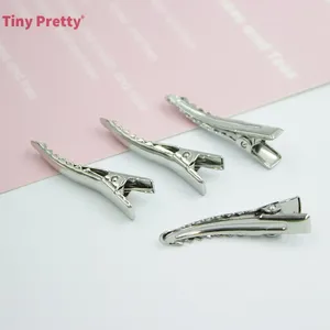 Party Dekoration 40PCS Silber Ton Metall Alligator Haar Clips Einzelne Zinke Mädchen Zubehör Für Blumen Schmuck