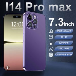 Mobile I14 Pro Max. 7,3 Zoll großer Smartphone-Bildschirm mit 16+1 TB, kann für Mobiltelefone verwendet werden