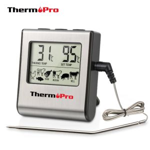 Izgara Thermopro TP16 Fırın Sigara içen Şeker Sıvı Mutfak Yemekleri için Dijital Termometre Izgara Eti Barbekü Termometresi ve Zamanlayıcı