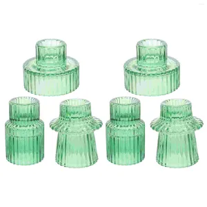 Candle Holders 6 Pcs Glass Holder Set Kitchen Decorations Stick For Bedroom Table Desk Centerpiece Wedding