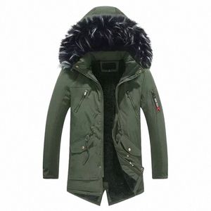 Kış Yeni Erkek Ceketler Sıcak Polar Kapşonlu Kürklü Kürk Parkas Palto Erkek Fi Rüzgar Geçirmez Kalın Pamuklu Erkek Giyim T8WC#