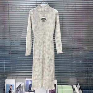 Podstawowe sukienki zwykłe projektant Hollknited for Women Trendy Spurts Lady Girl Neck Long Style Slim Sukienka XJJ7