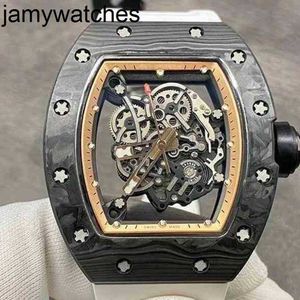Mechanische Rakish Richarsmill Cool Watch Wrist Tv Factory Rms055 Datum Freizeit Carbon Fiber Case Weißes Gummiband Männlich C7h4 2024 Luxus Style Gf