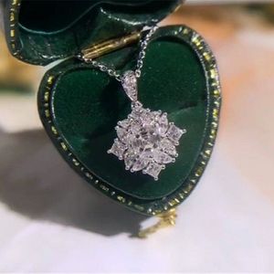 Princess-Schliff-Diamant-CZ-Anhänger aus echtem 925er-Sterlingsilber, Party-Hochzeits-Anhänger, Kette, Halskette für Frauen, Brautschmuck, Charm-Schmuck23 80227o