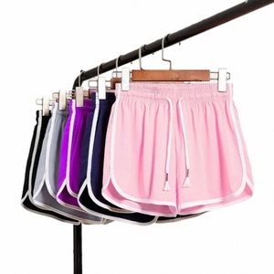 Mulheres Plus Size Confortável Cordão Casual Cintura Elástica Bolso Solto Shorts Calças g3ol #
