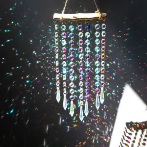 Suncatchers Suncatcher Crystal Hanging Wind Chime Chandelier Stained Glass Curtain Pendant Light Catcher Reflective Bead Chakras Decoration