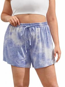 Plus Größe Sommer Lose Beiläufige Shorts Frauen Tie Dye Kordelzug Taille Hohe Stretch Lounge Shorts Weibliche Große Größe Shorts 5XL 6XL u1k8 #