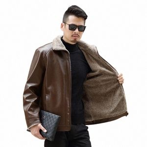 2019 New Autumn Winter Men Leather Jacket Stand Collar Plus Veet Thick Warm Leather Jacket Men Social Mens Jackets KK3114 F2Xu#