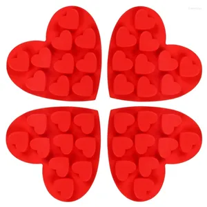 Moldes de cozimento em formato de coração, moldes de silicone antiaderentes para doces de chocolate para o dia dos namorados, 4 peças