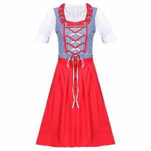 fr Padrão Oktoberfest Dr Traditial Beer Maid Costume Mulheres Alemanha Baviera Dirndl Fancy Dres Sexy Lolita g1oj #