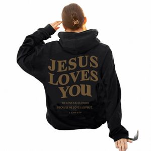 Jezus Loves You Oversifish Graphic Bluie Men/Women Hip Hop Vintage Hointed Blushirts Pullover Tops for Men/Women Trendy Top Q5g6#
