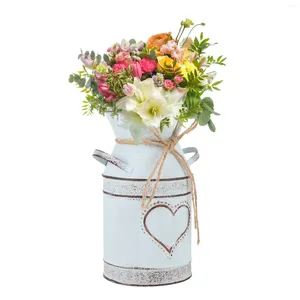 Wazony eleganckie kwiaty garnka dekoracja domowa wysoka dla kwiatów rustykalna roślina metalowa z dzbanem