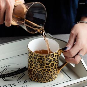 Mugs Creative Ceramic Leopard Bone China Coffee Cup Water Milk Drinking Tazas Tea Party Home Drinkware Gifts