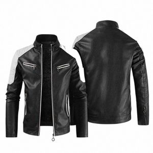 2023 New Winter Men's Customized Logo Jacket Fi Motorcycle Zipper Jacket Warm Leather Men's Jacket O1He#